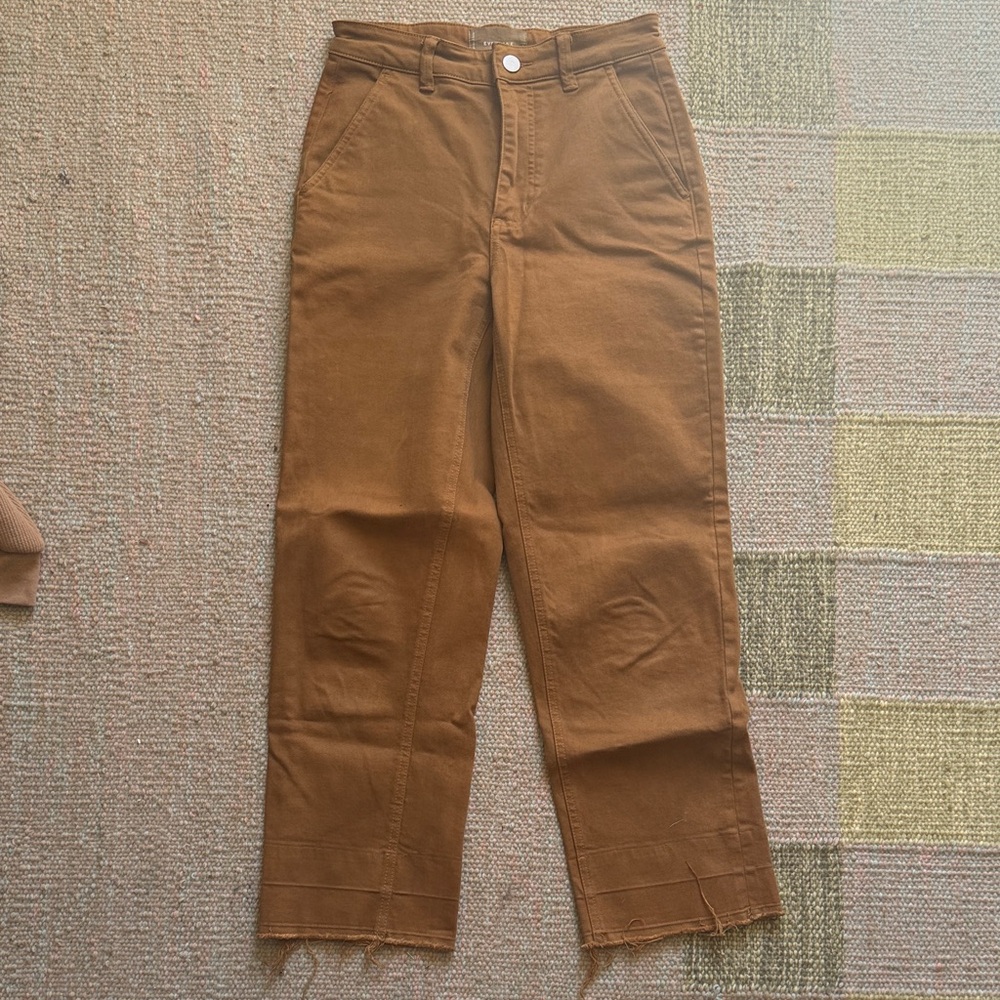 Everlane High-Waist Straight Leg Pants in Rust